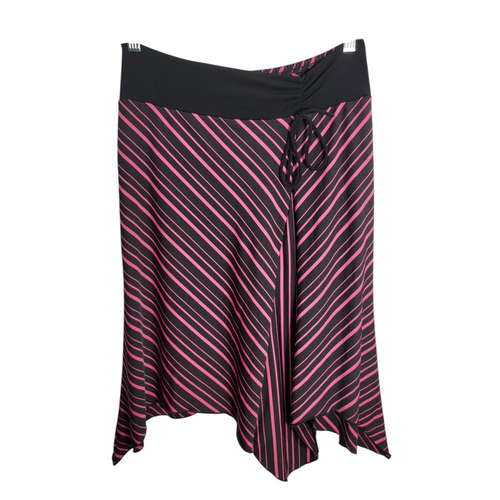 Fashion Bug Y2K Womens Large Skirt Pink Black Striped Asymmetrical Mall Goth
